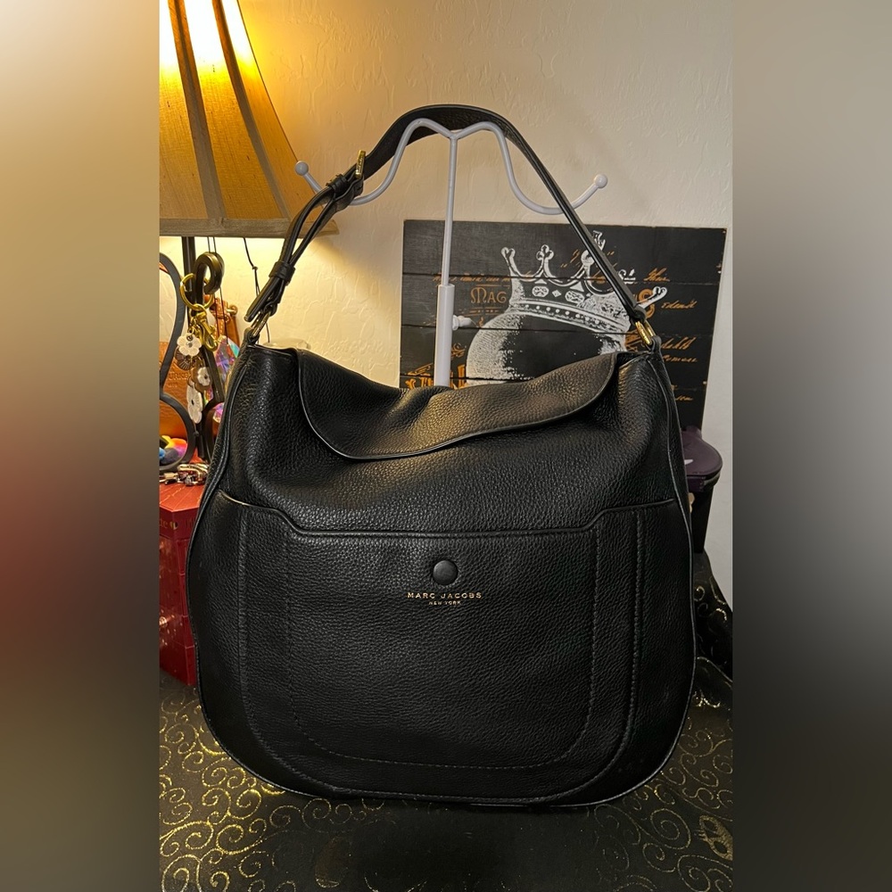 Marc Jacobs Empire City Hobo Double Strap Black Pebble Leather Shoulder Bag - Picture 7 of 16